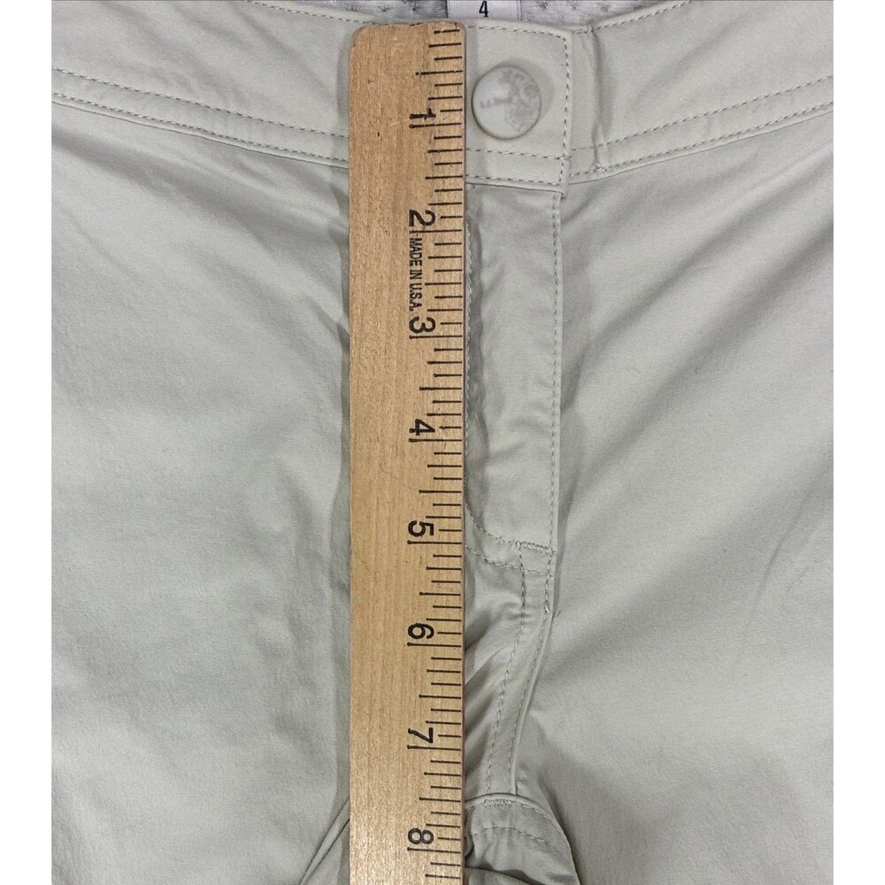 LL Bean Nylon Cropped Cargo Pants Sz 4P Tan Khaki Adjustable Waist Gorp Outdoor - Picture 10 of 16